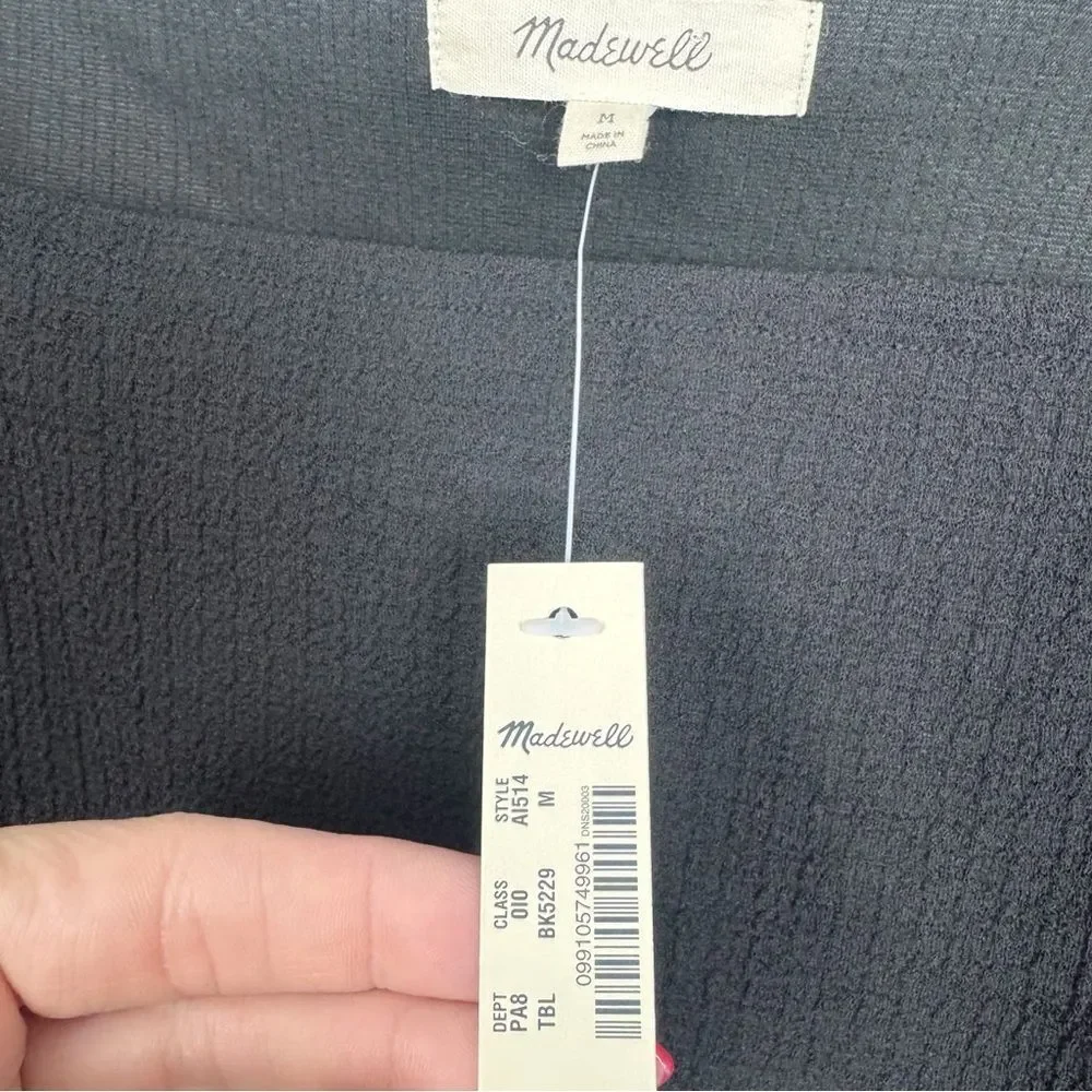 MADEWELL | NEW Black Crepe Square Neck Puff Sleeve Top Women’s Size Medium